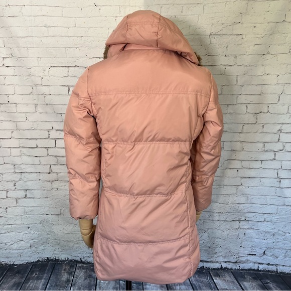 Basic House Korean Down Pink Puffer Fur Trim Hood Parka Jacket Size Small AS-IS - Picture 3 of 16